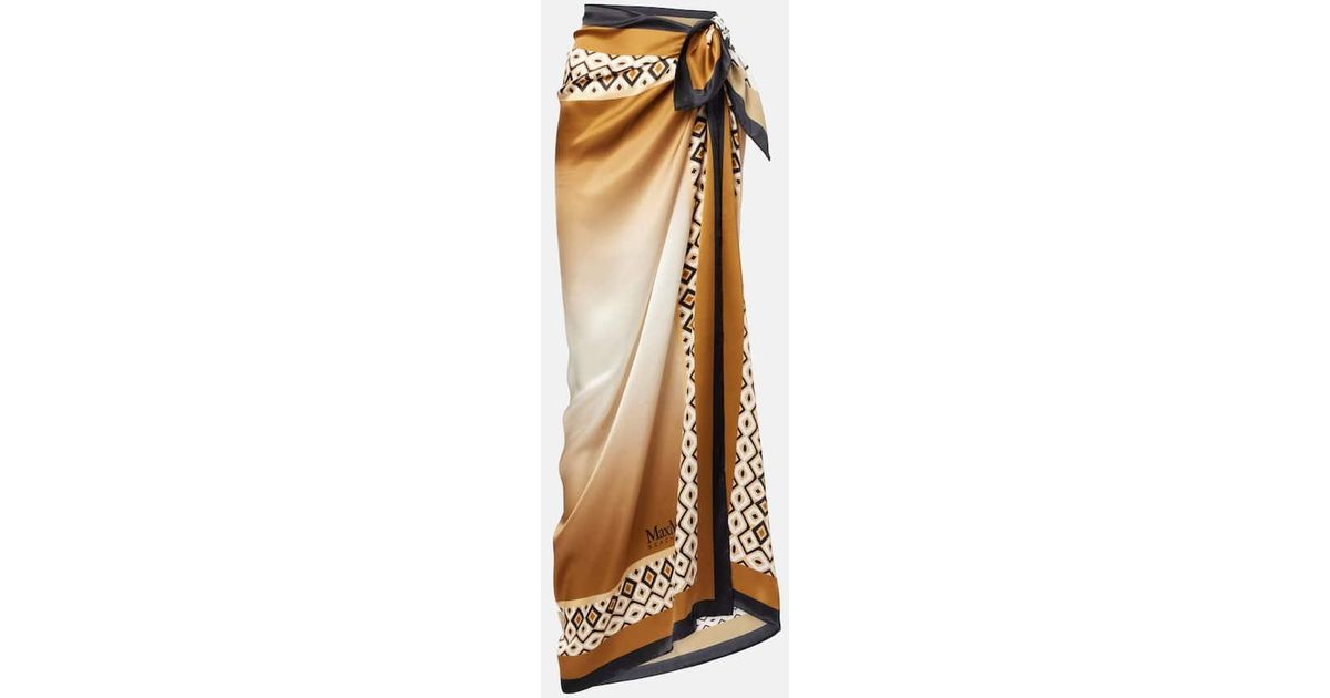 Max Mara Ottico Silk Beach Cover-Up in Metallic | Lyst