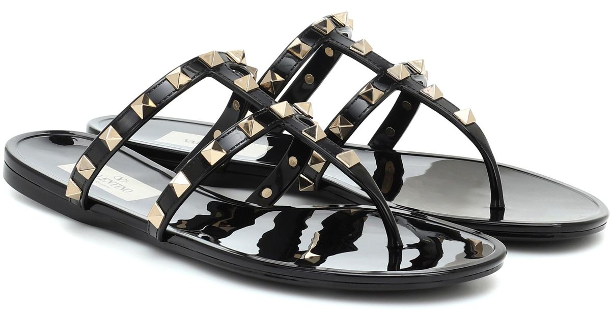 Valentino Garavani Rockstud Espadrille Slides in Metallic - Lyst