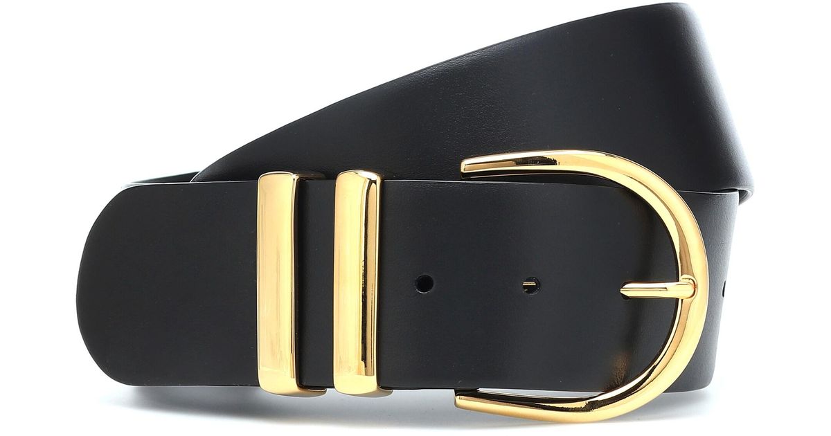 Khaite Bella Leather Belt in Gold/Black (Black) | Lyst