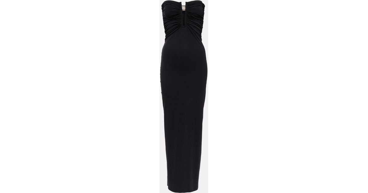 Wolford X N21 Ruched Strapless Maxi Dress in Black | Lyst
