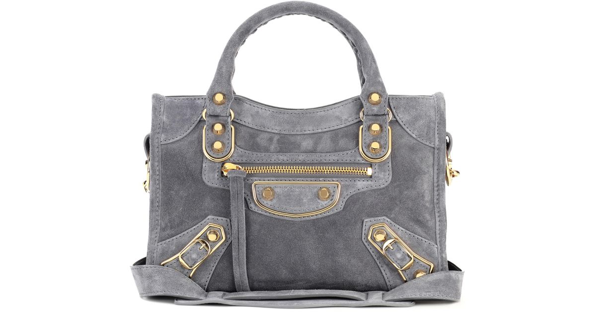 balenciaga suede bag grey