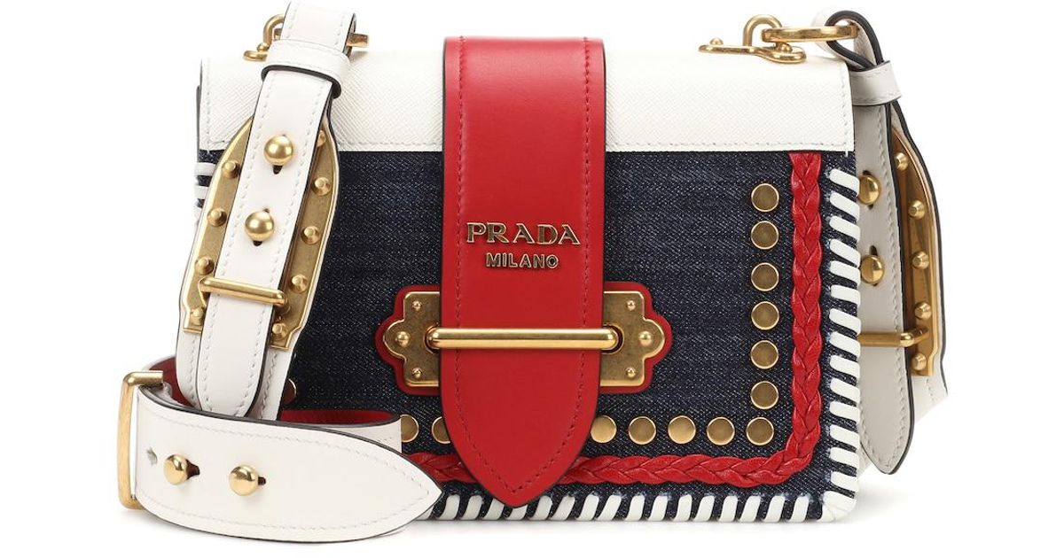 prada cahier denim bag