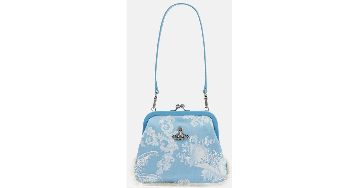 ★Vivienne Westwood★ Stone XL Frame Pulse Tote Bag Blue Ora Vivienne Westwood Vivienne's Small Jacquard Tote Bag in Blue
