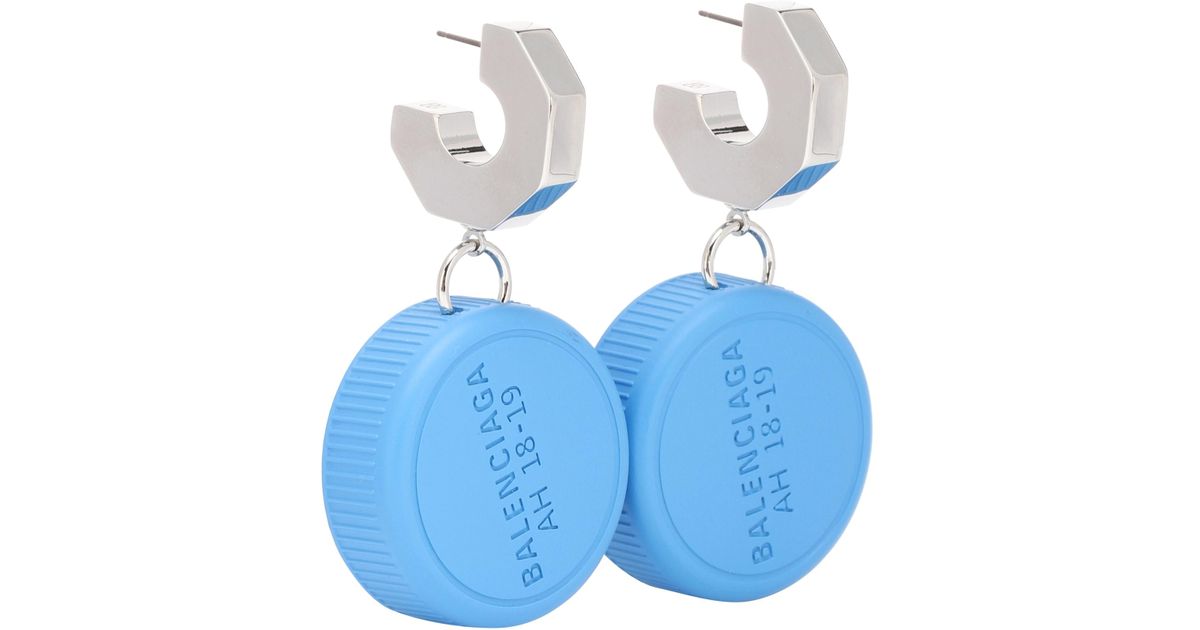 Boucles d oreilles en metal Bottle Cap Balenciaga en coloris Bleu Lyst