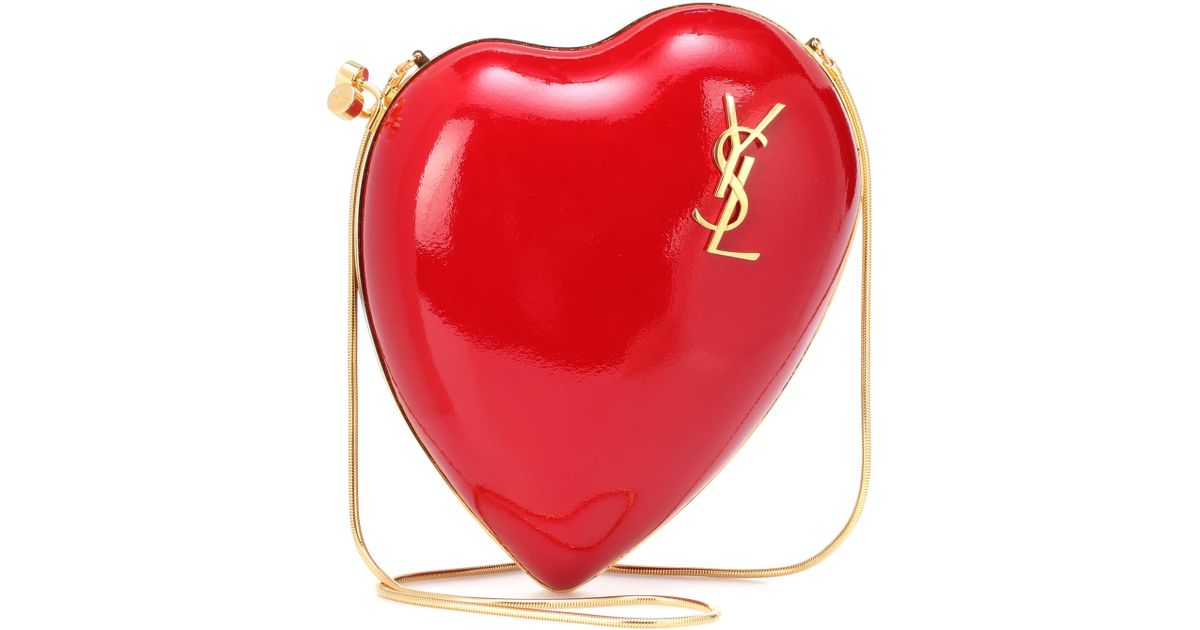 Saint Laurent Love Box Leather Shoulder Bag in Red | Lyst