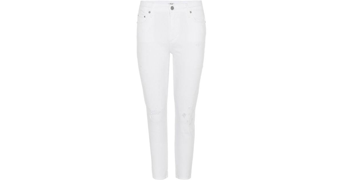 Citizens of Humanity Denim Rocket Crop High-rise Skinny Jeans in White ...