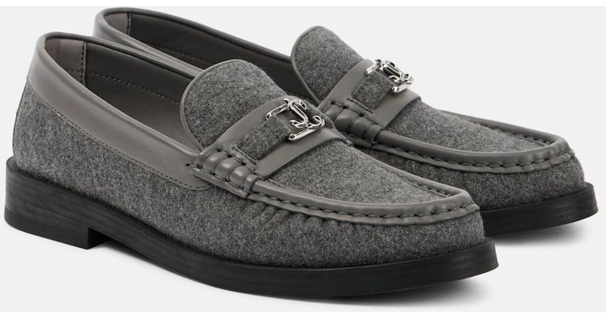 Jimmy Choo Men\'s Gray Leather Loafer Shoes. Jimmy Choo Men main image 4
