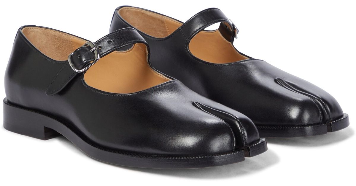 Maison Margiela Tabi Mary Jane Leather Flats | Lyst