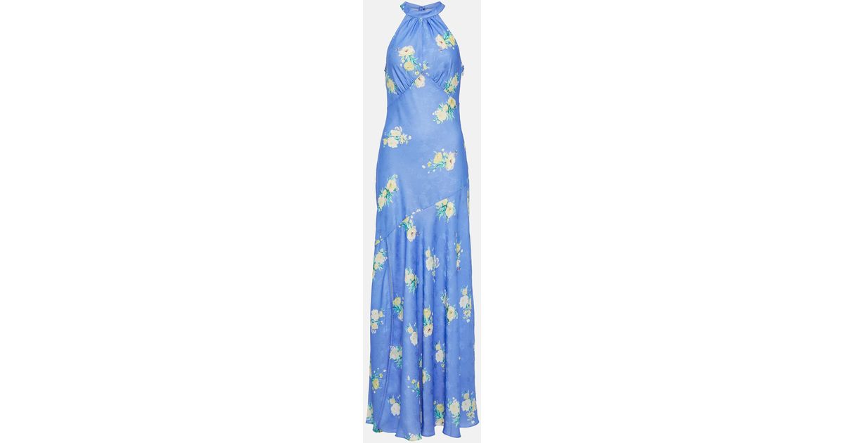 Robe longue Brinda a fleurs LoveShackFancy en coloris Bleu | Lyst