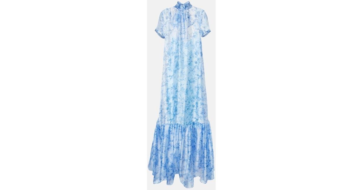 staud blue floral dress Staud Wells Sky Blue Toile Sleeveless Midi Dress