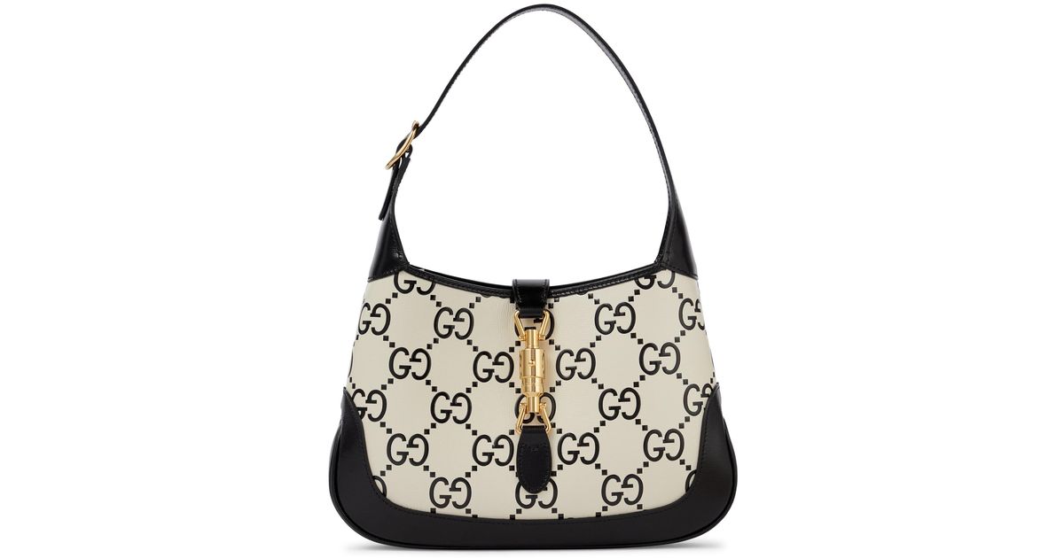 Jackie 1961 large shoulder bag in white and black leather