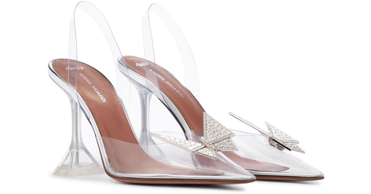 amina muaddi x awge phoenix pvc slingback pedestal pumps
