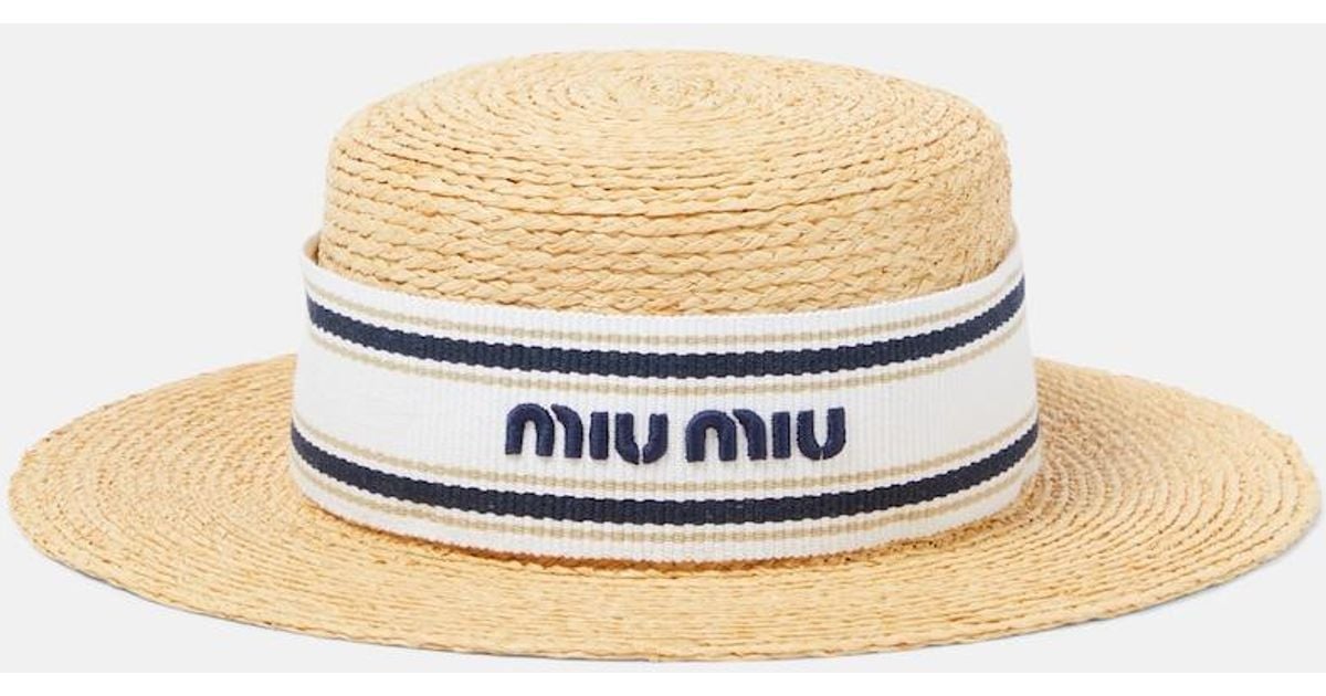 Miu Miu Beige Straw raffia boater hat GOT IT FROM GAB: @sofiagrainge wearing her #sourcedbygw  main image 4