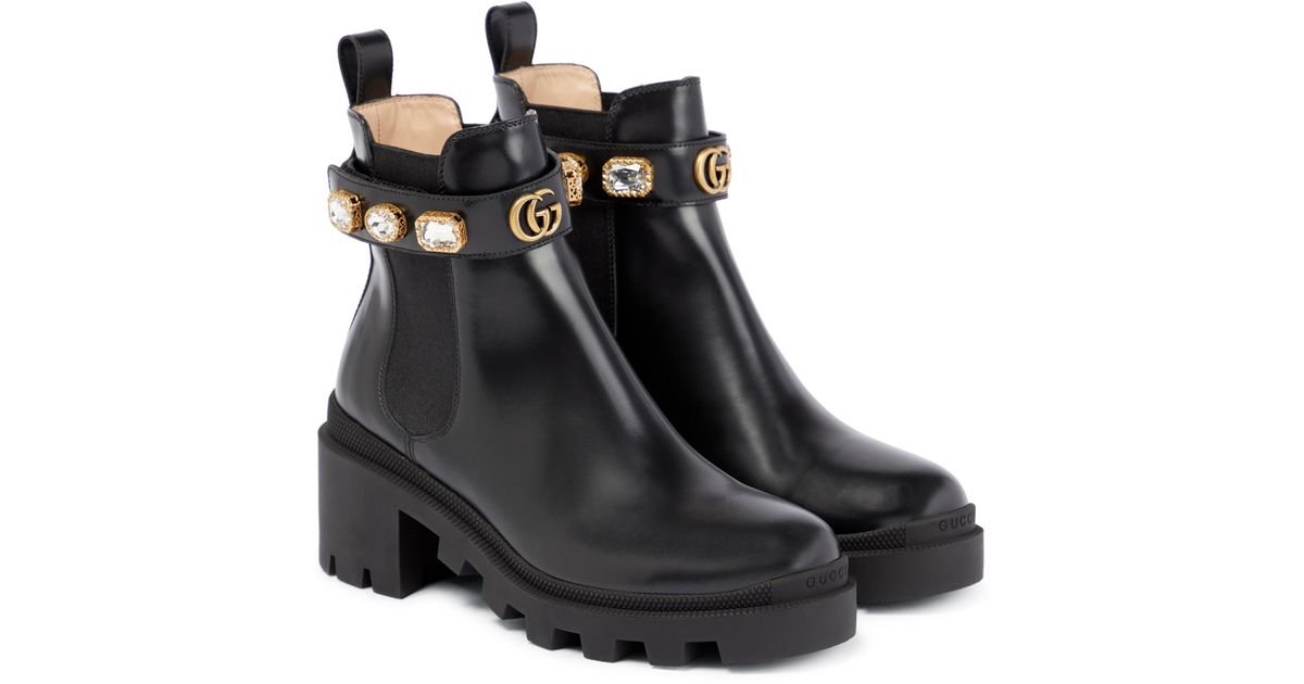 Botín de Piel con Trabilla Gucci de Cuero de color Negro | Lyst
