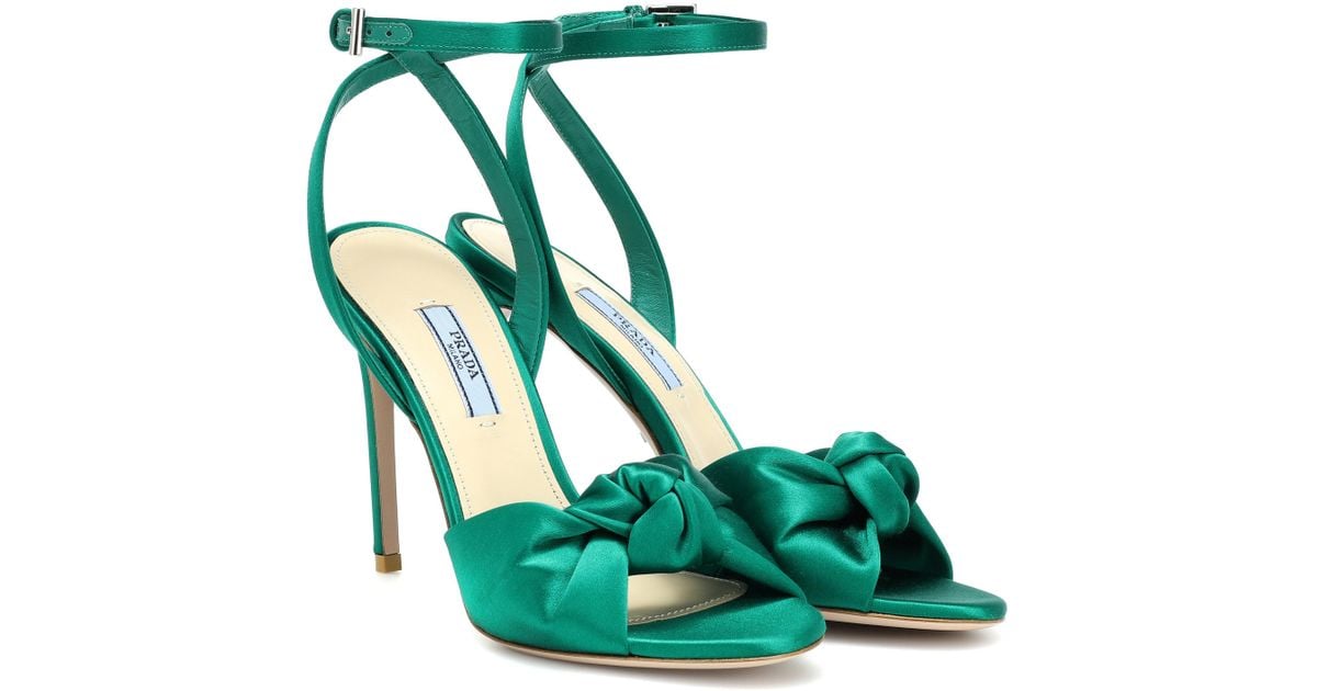 Prada Satin Sandals in Green - Lyst