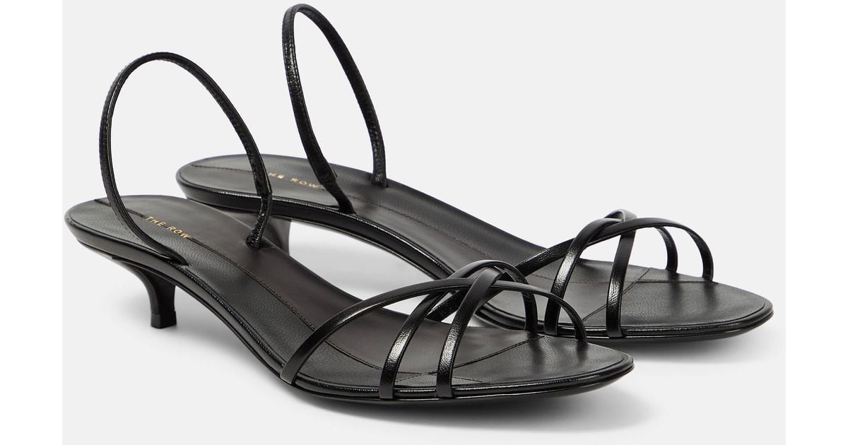 The Row Harlow 35 Leather Slingback Sandals in Black | Lyst Australia
