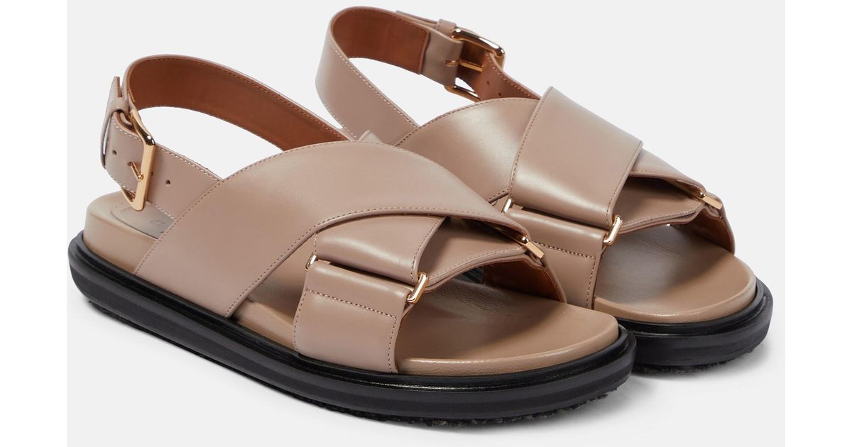 Marni Fussbett Leather Sandals in Brown | Lyst