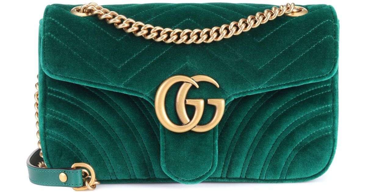 Borsa a spalla GG Marmont in velluto matelasséGucci in Velluto di colore  Verde | Lyst