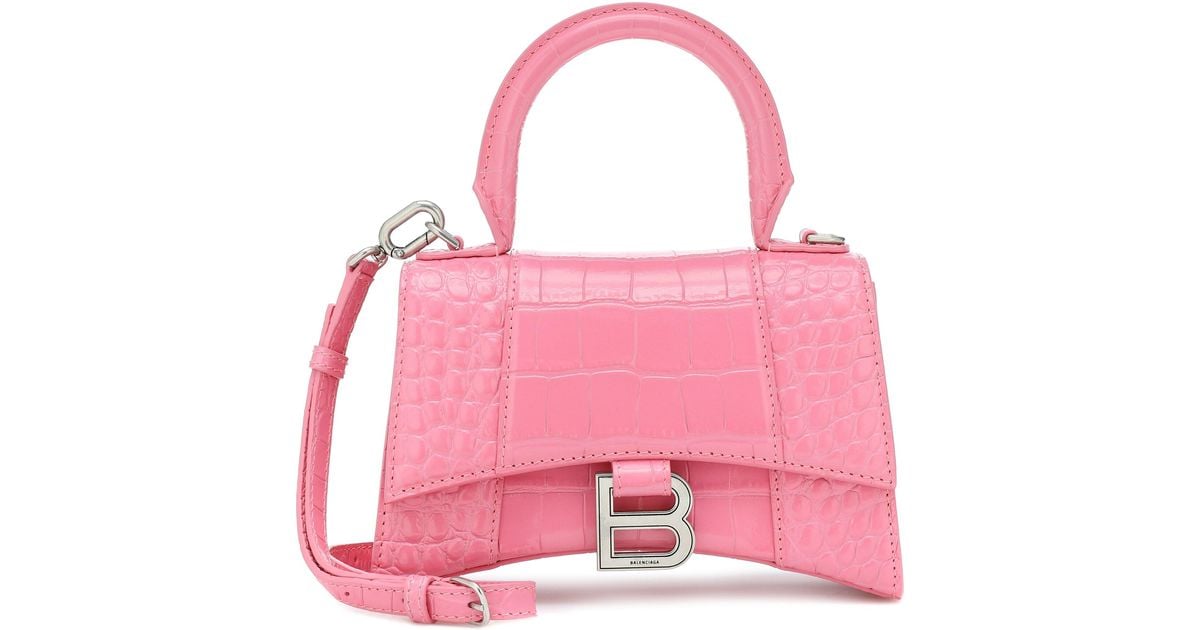 Balenciaga Hourglass Xs Leather Tote in Pink - Lyst