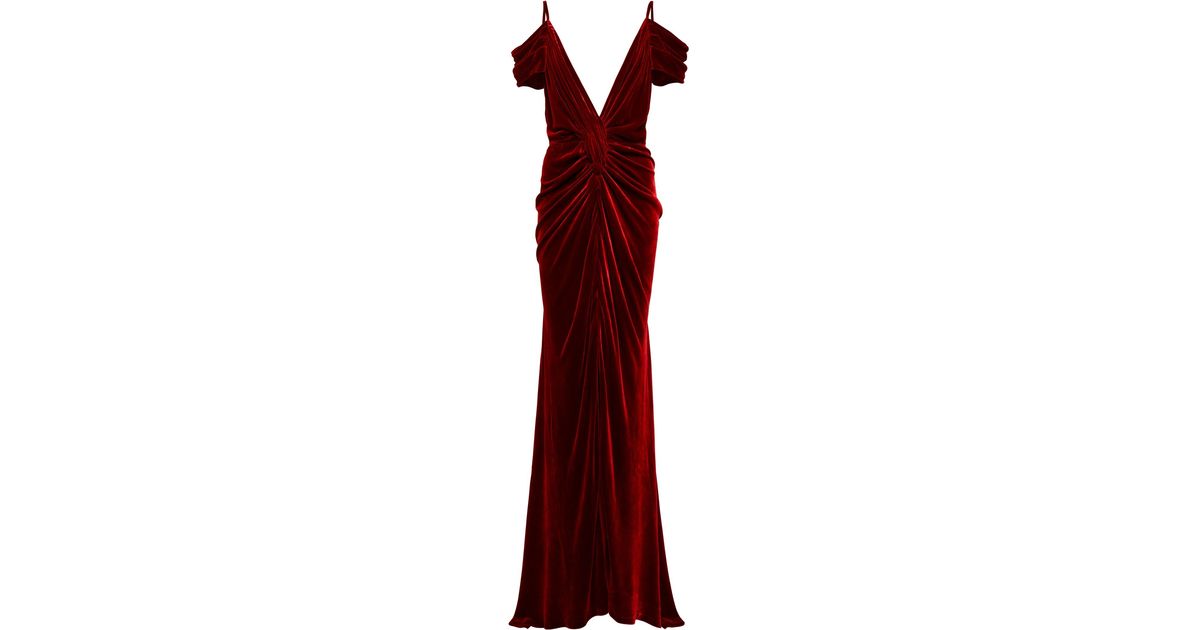3/4 Sleeve Dark Red Velvet and Satin V-neck Formal Gown - Lunss