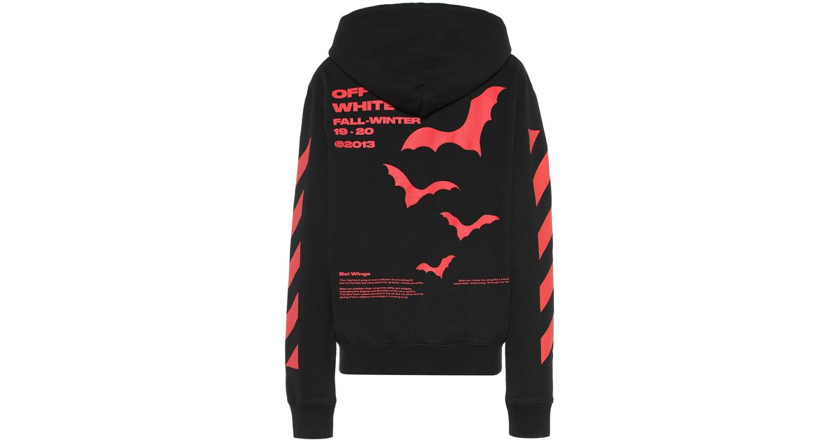 Off-White c/o Virgil Abloh Bat Printed Cotton Hoodie in Black | Lyst