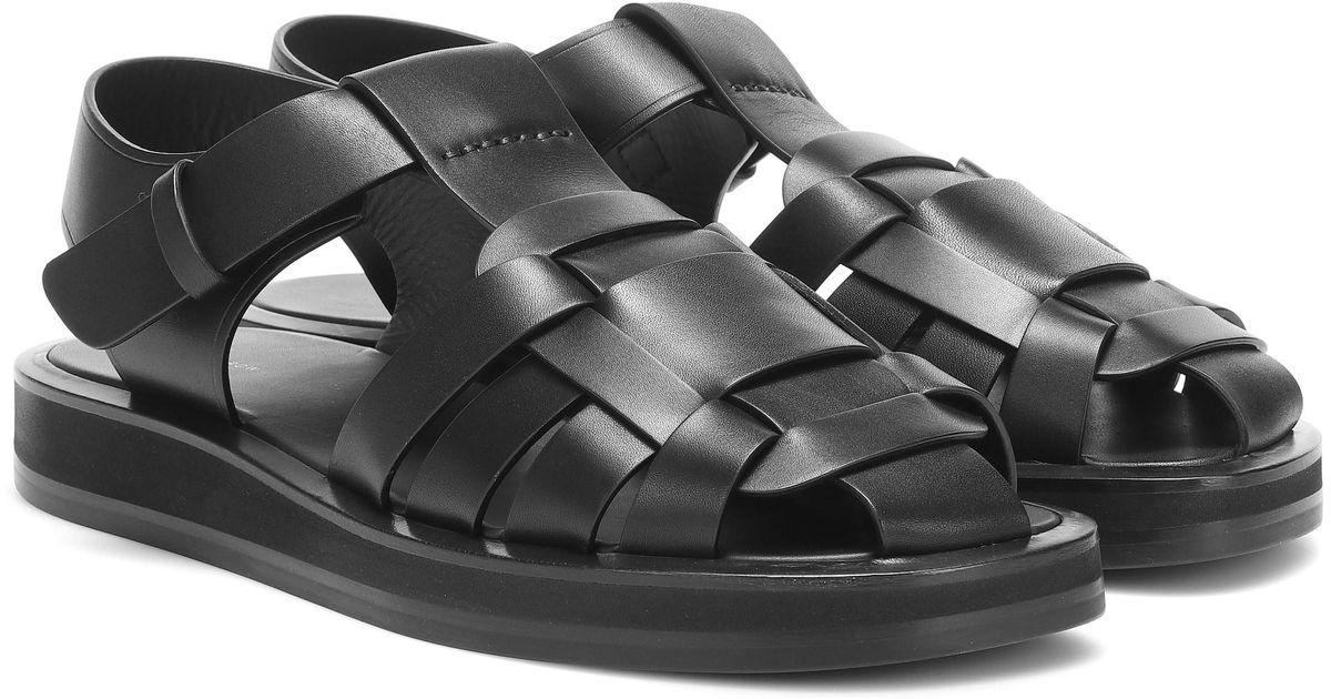 The Row Gaia 2 Leather Sandals in Black Lyst