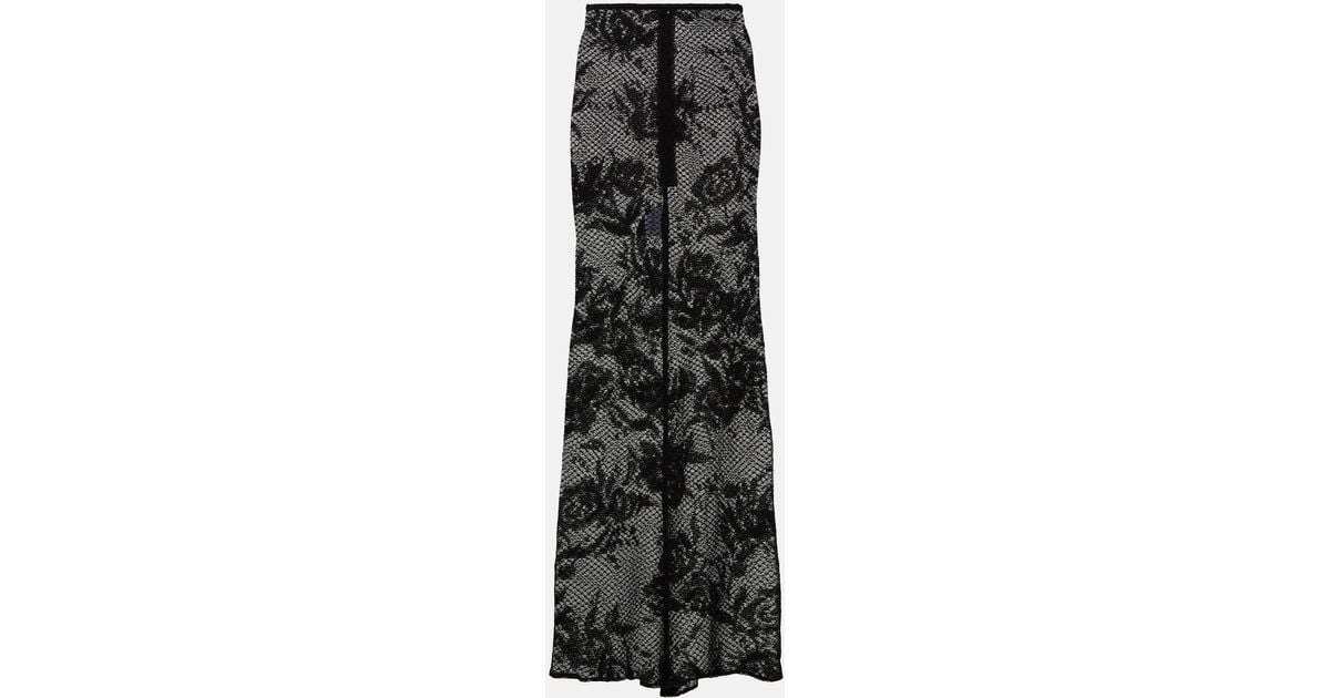 Alaïa Floral Mesh Maxi Skirt in Black Lyst