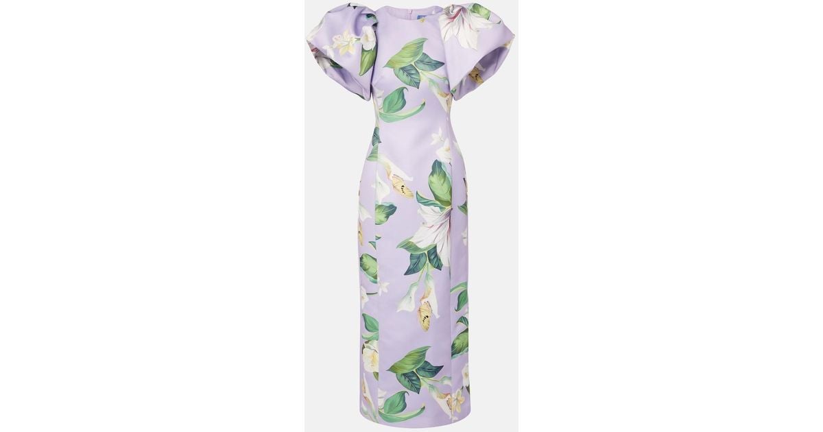 LEO LIN Lucinda Floral Puff-Sleeve Maxi Dress in White | Lyst