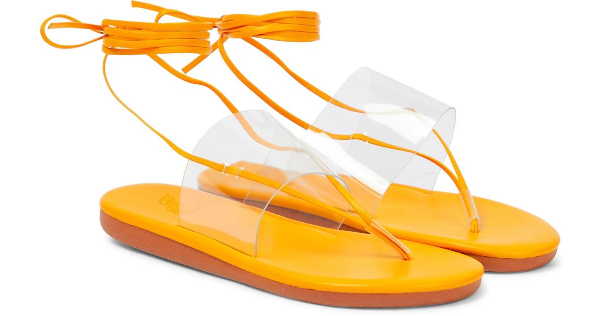 Ancient Greek Sandals Eygenia Leather And Pvc Sandals in Orange | Lyst UK