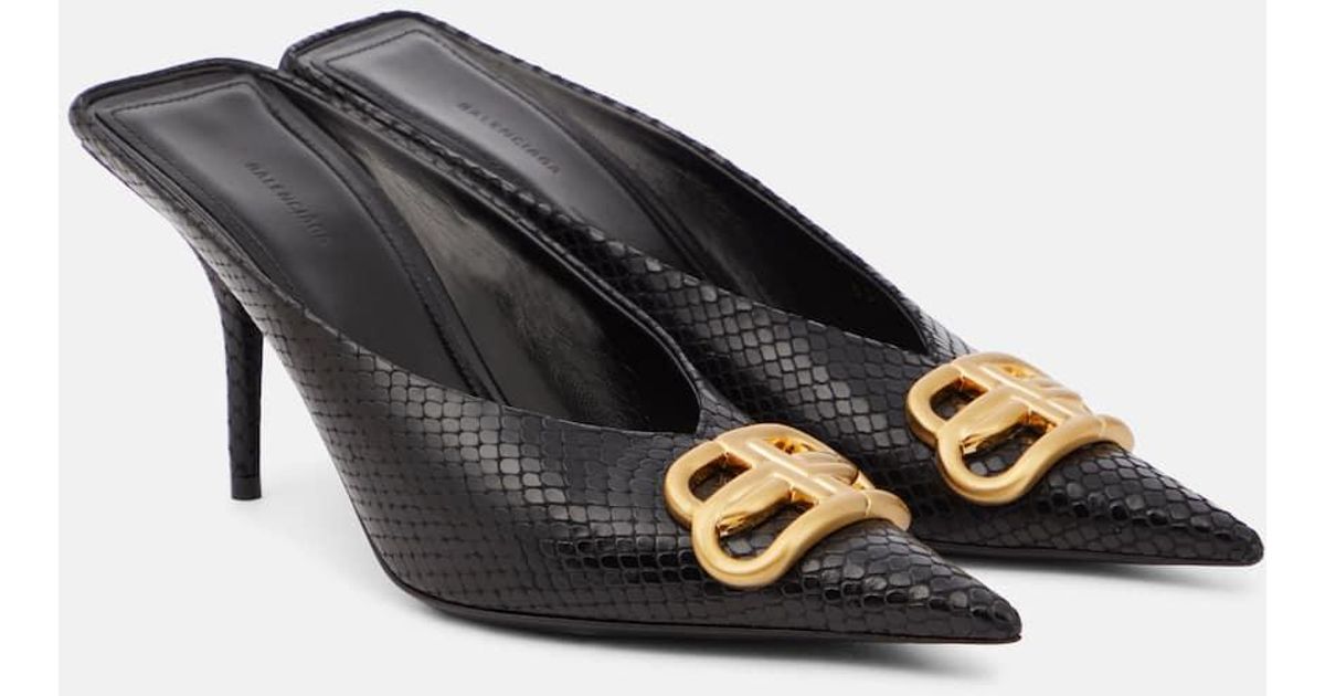 Balenciaga Square Knife Bb 80 Leather Mules in Black | Lyst Canada