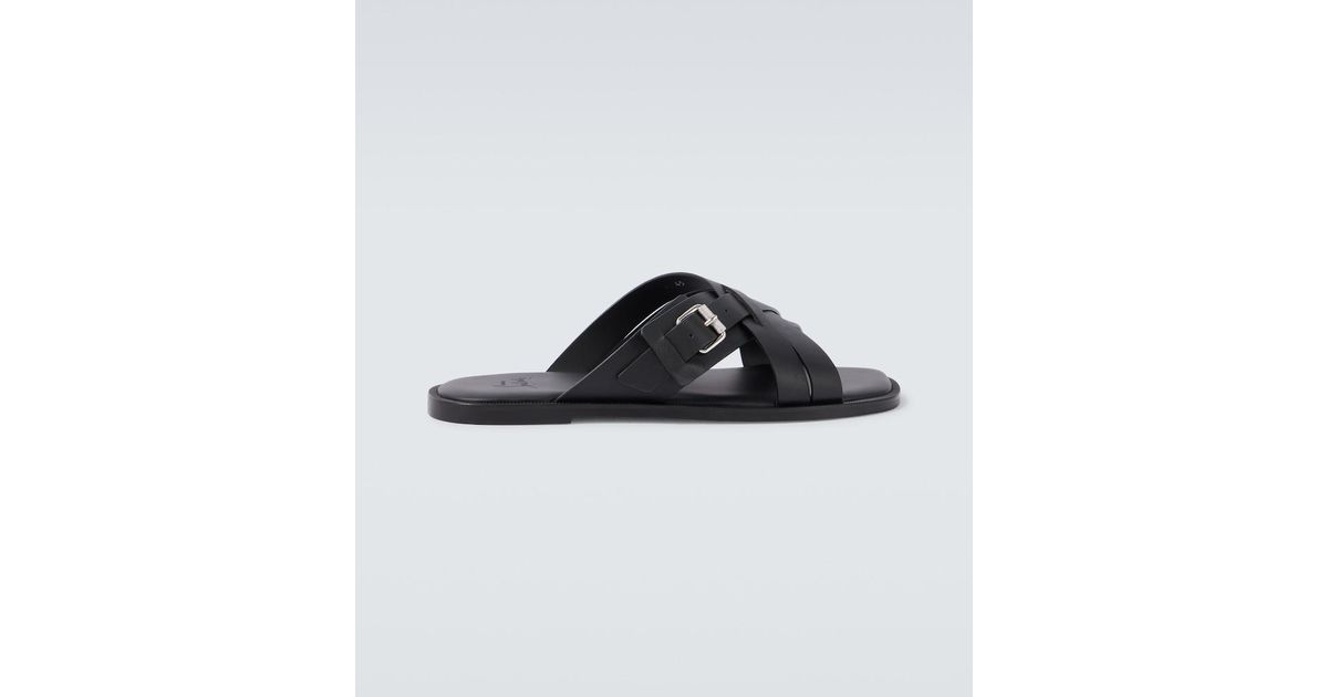 Christian Louboutin Emircross Leather Sandals in Black for 