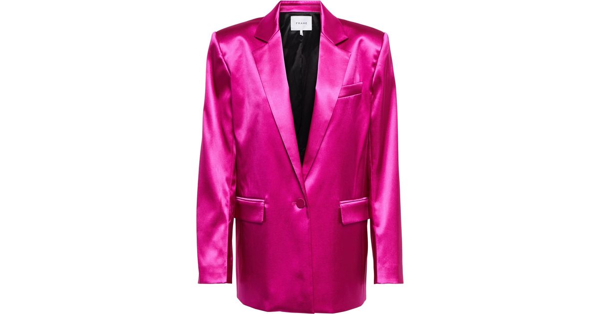 FRAME Satin Blazer in Magenta (Pink) Lyst