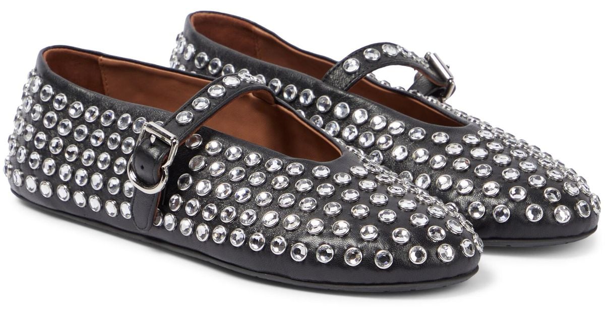Alaïa Embellished Leather Ballet Flats in Black Lyst
