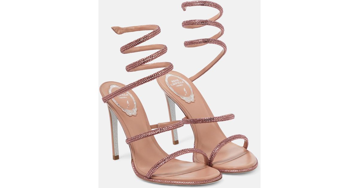 Rene Caovilla Cleo Embellished Sandals 105 in Pink | Lyst