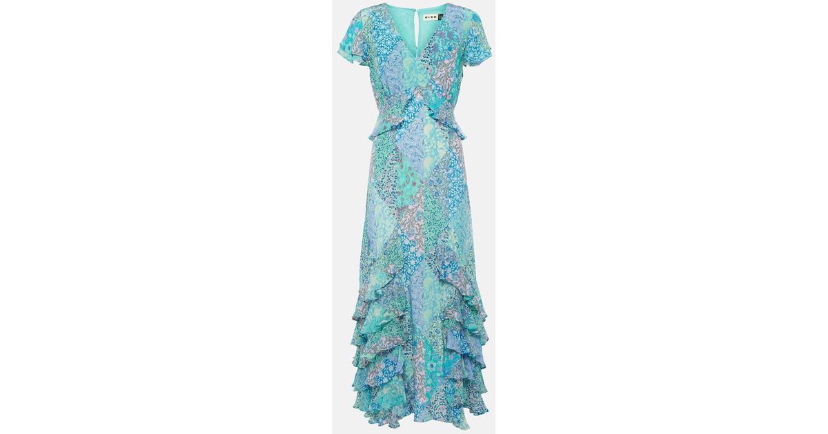 rixo thanvi silk midi dress RIXO Thanvi Silk Frill Midi Dress