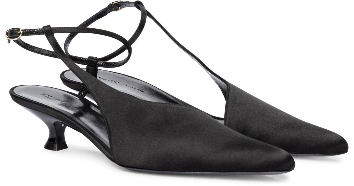 Khaite Seville Satin Slingback Pumps in Black | Lyst