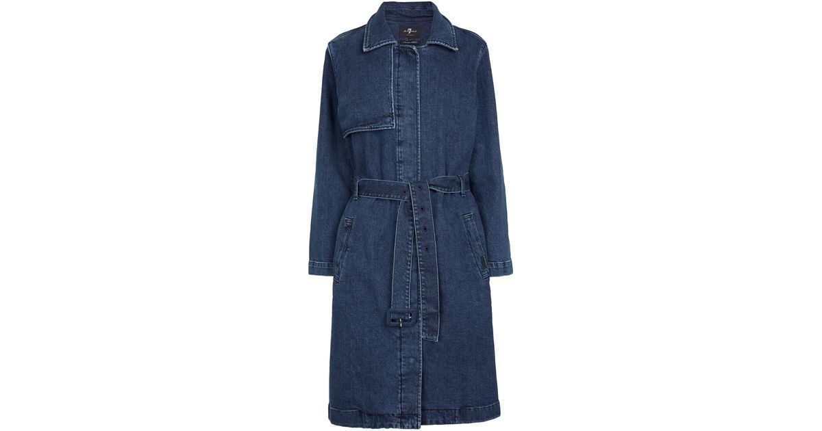 Blue Denim Trench Coat | Lyst 