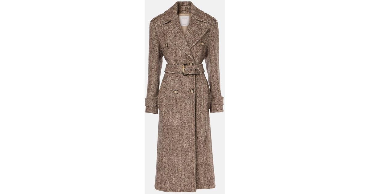 コート SPORTMAX Melange Brown Wool Blend Denaro Coat Sportmax Denaro wool-blend tweed trench coat Sportmax