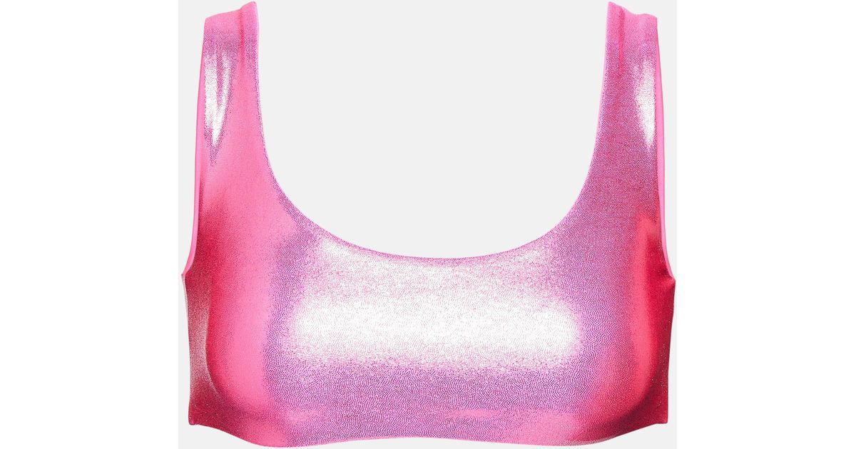 JADE Swim Rounded Edges Bikini Top in Pink | Lyst