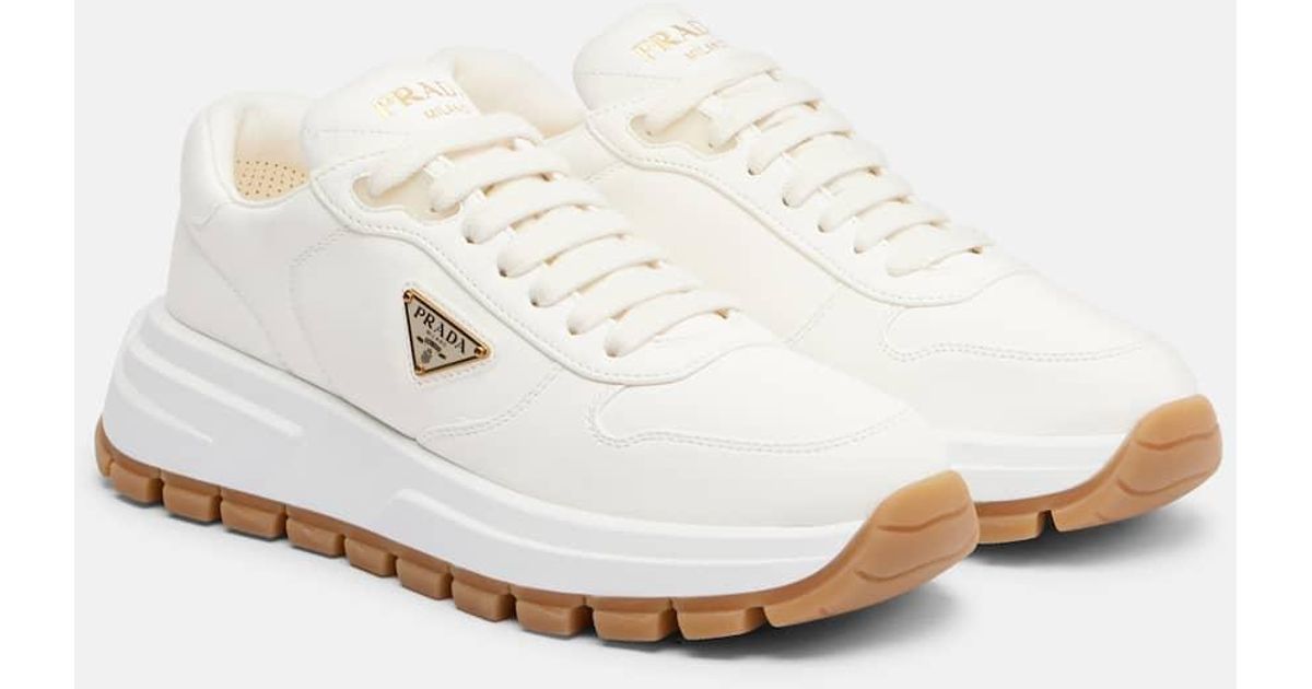 Prada Prax 01 Leather Sneakers in White | Lyst UK