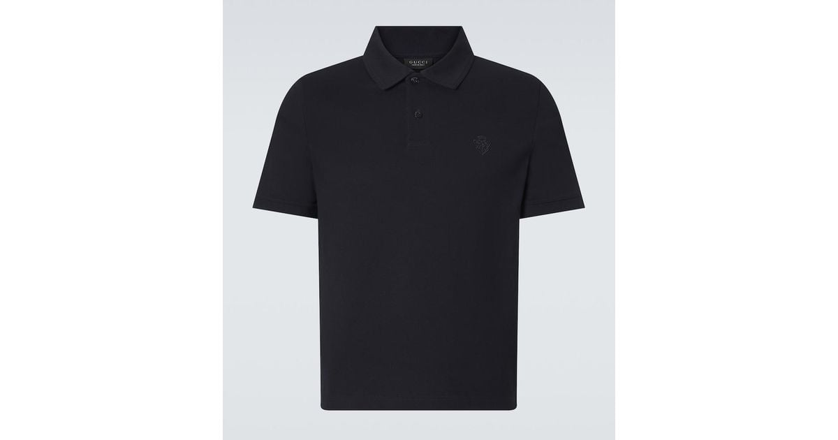 Gucci Logo Cotton Pique Polo Shirt In Black For Men Lyst gucci-logo-cotton-pique-polo-shirt-in-black-for-men-lyst