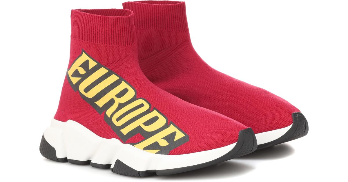 red balenciaga speed trainer