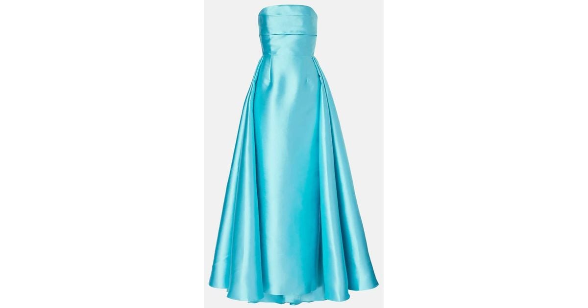 SOLACELONDON ワンピース ドレス Strapless satin twill 1039237 Strapless satin twill gown in blue - Solace London | Mytheresa