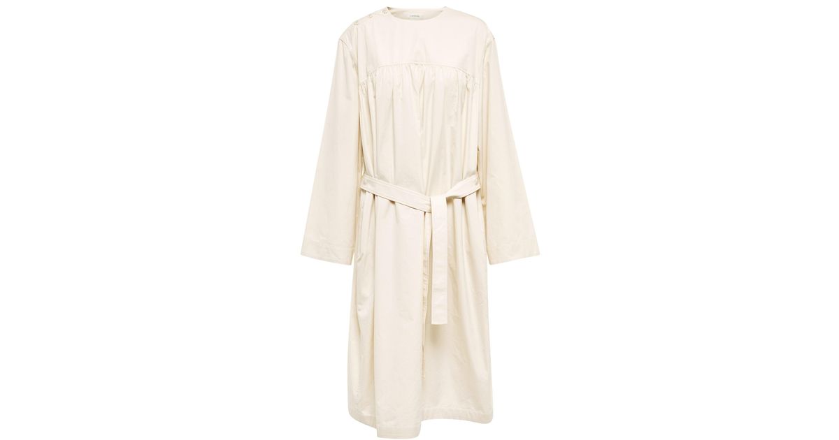 Lemaire Belted Cotton Poplin Midi Dress in Beige (Natural) | Lyst UK