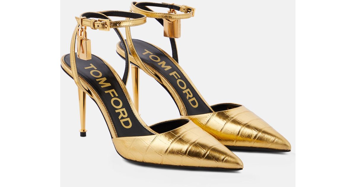 Tom Ford Padlock Leather Pumps in Metallic | Lyst