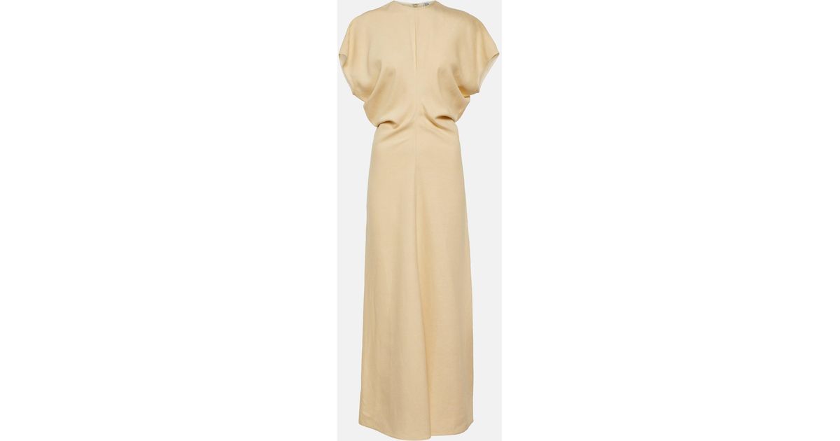 Totême Linen-blend Maxi Dress in Natural | Lyst