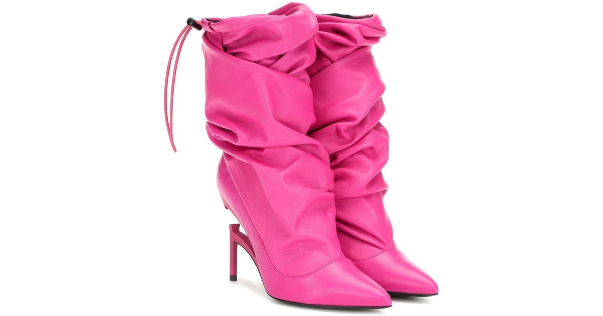 Unravel Project Leather Ankle Boots in Pink | Lyst