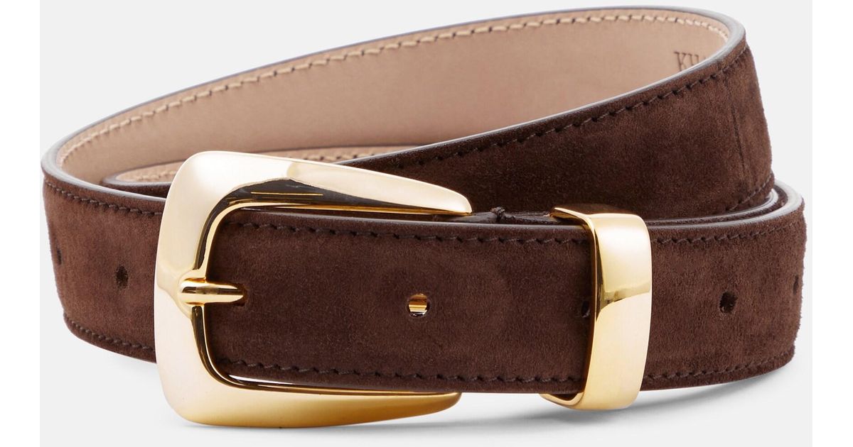KHAITE Benny Suede Belt in Brown | Lyst
