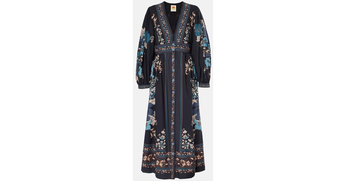 knee length dresses for ladies Blossom Tapestry Black Midi Dress – FARM Rio