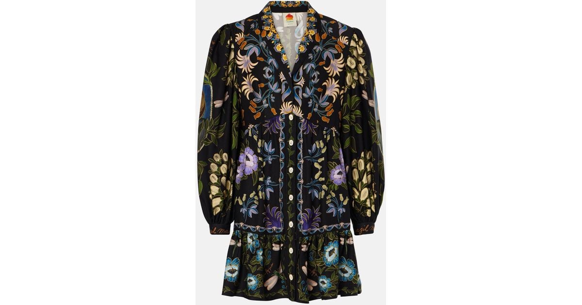 FARM Rio Winter Garden Mini Dress in Black | Lyst UK
